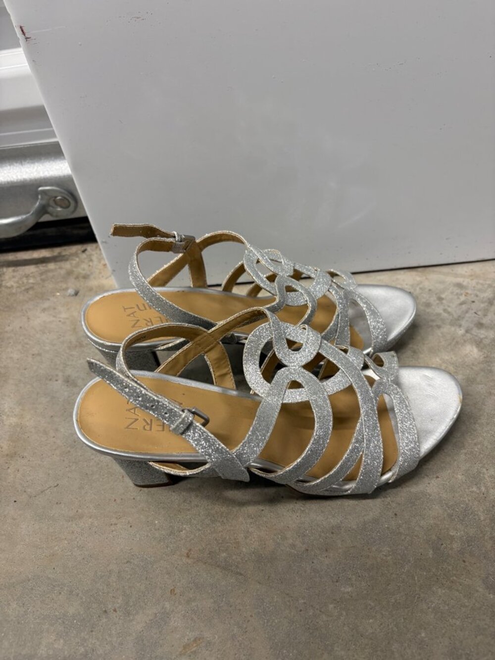 Naturalizer Cameron Silver Glitter Heels 8.5M